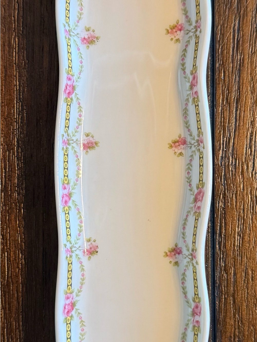Limoges France Trinket Dish in White with Pink Rose Trim